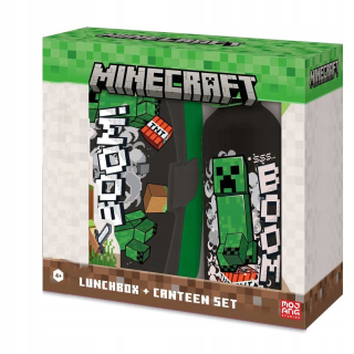 Detská fľaša na vodu Euroswan Minecraft a obedová súprava 500 ml